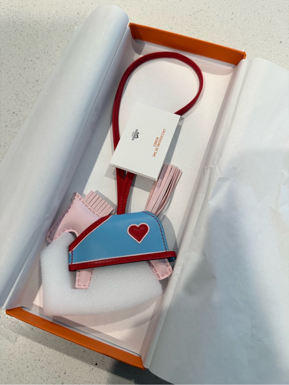 RARE Hermes Pony Bag Charm - Blue, Pink & Red